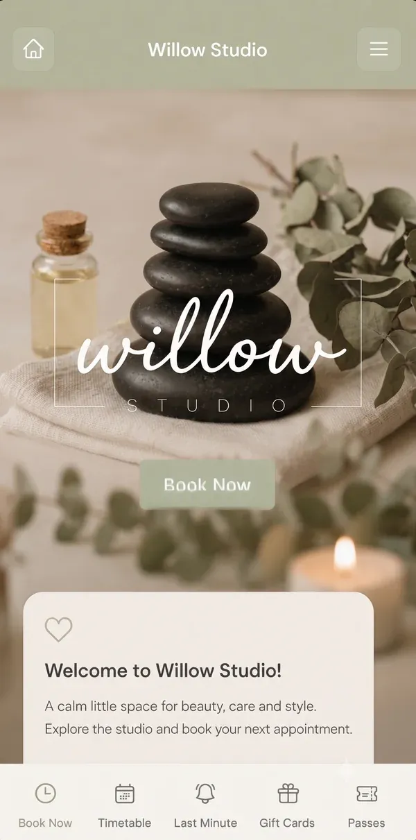 Willow Studio booking mini-site