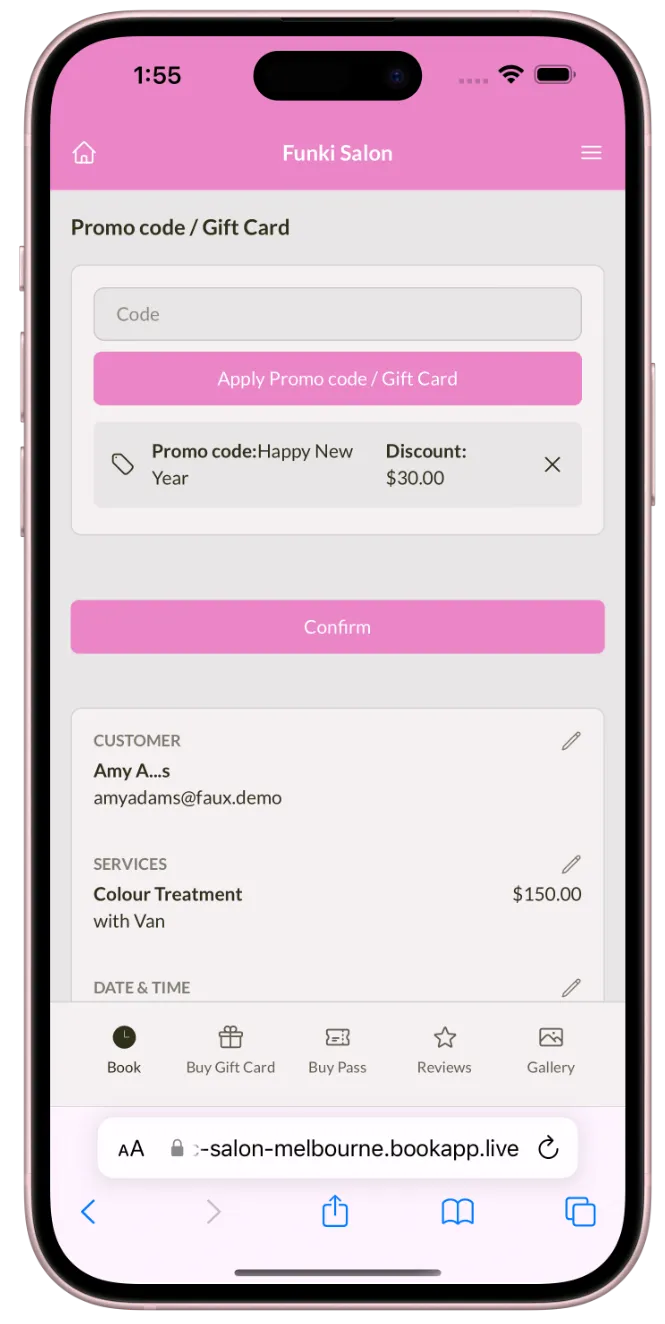 Mobile app appointment discount