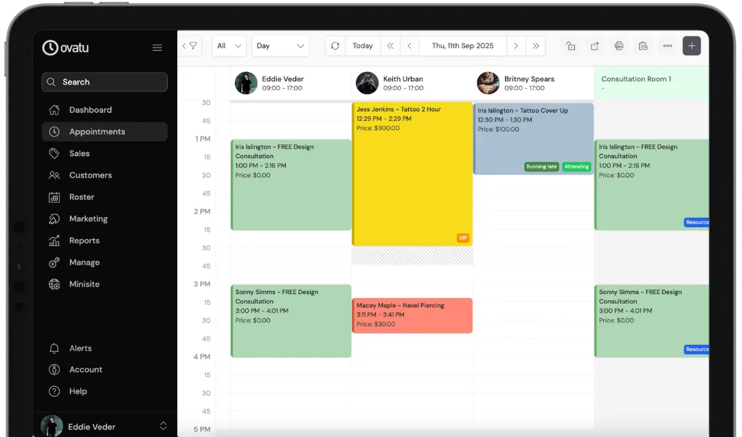 Organising appointment resources in the schedule